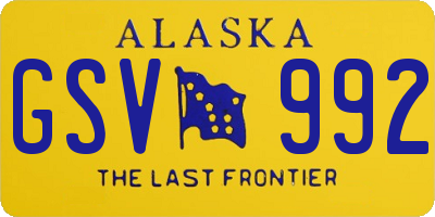 AK license plate GSV992