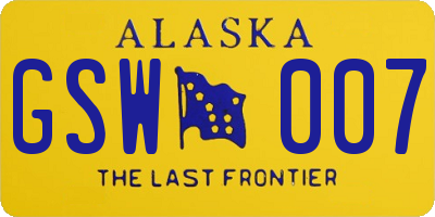 AK license plate GSW007