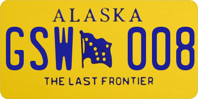 AK license plate GSW008