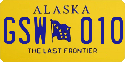 AK license plate GSW010