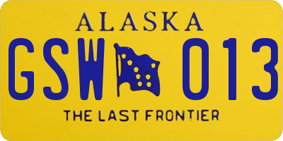AK license plate GSW013