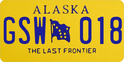 AK license plate GSW018