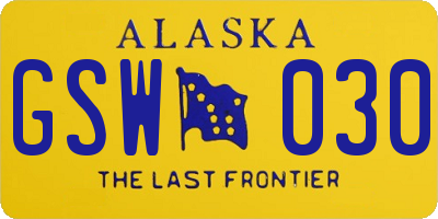 AK license plate GSW030