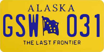 AK license plate GSW031
