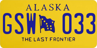 AK license plate GSW033