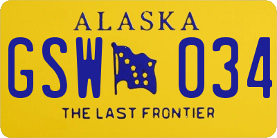 AK license plate GSW034