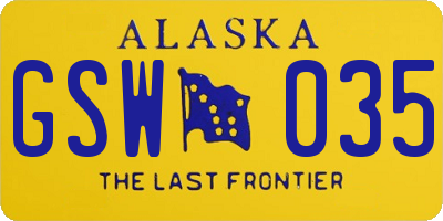 AK license plate GSW035