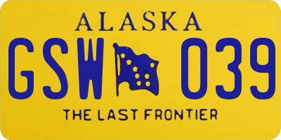 AK license plate GSW039
