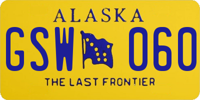 AK license plate GSW060