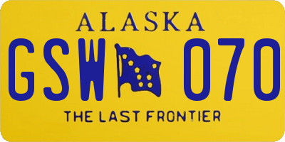 AK license plate GSW070