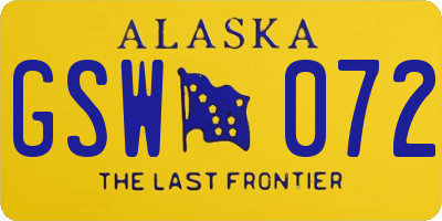 AK license plate GSW072