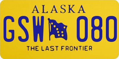 AK license plate GSW080