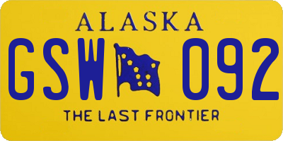 AK license plate GSW092