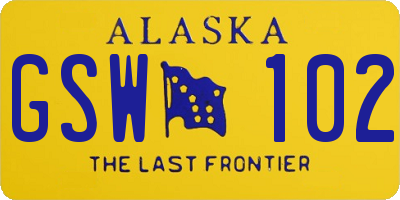 AK license plate GSW102