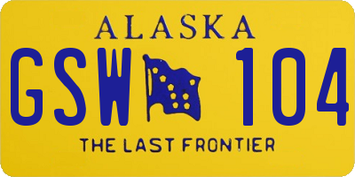 AK license plate GSW104