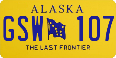 AK license plate GSW107