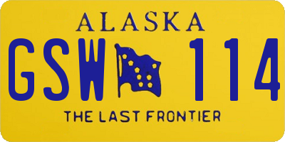 AK license plate GSW114