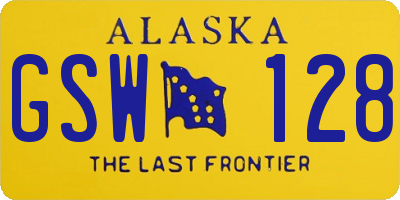 AK license plate GSW128