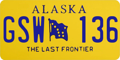 AK license plate GSW136
