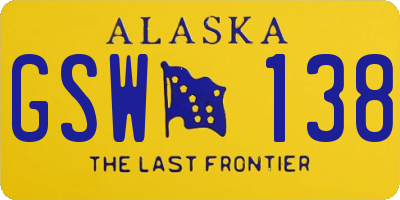 AK license plate GSW138