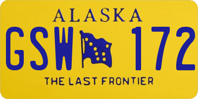 AK license plate GSW172