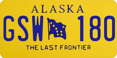 AK license plate GSW180
