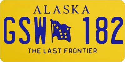 AK license plate GSW182