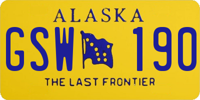 AK license plate GSW190