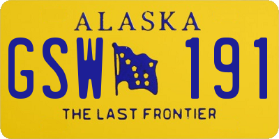 AK license plate GSW191