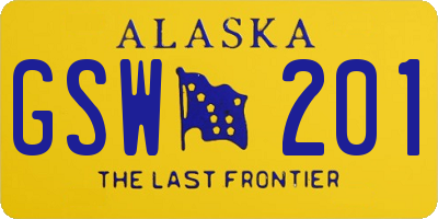 AK license plate GSW201