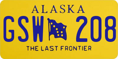 AK license plate GSW208