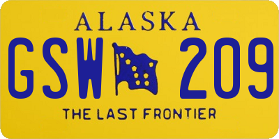AK license plate GSW209