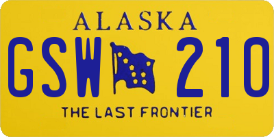 AK license plate GSW210