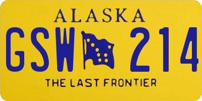 AK license plate GSW214
