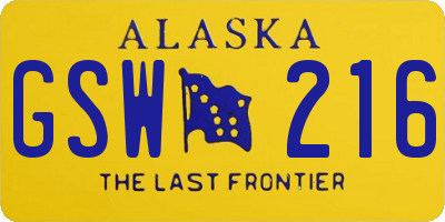 AK license plate GSW216