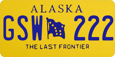 AK license plate GSW222