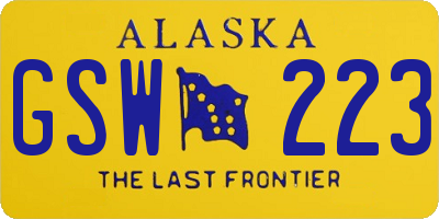 AK license plate GSW223