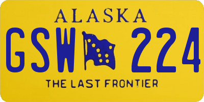 AK license plate GSW224