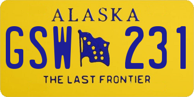 AK license plate GSW231