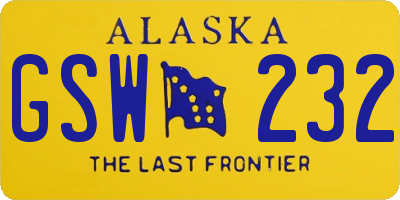 AK license plate GSW232