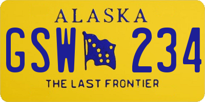 AK license plate GSW234