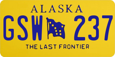 AK license plate GSW237