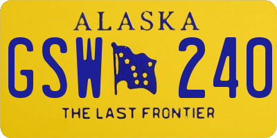 AK license plate GSW240