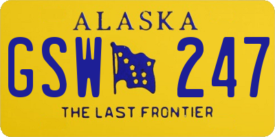 AK license plate GSW247