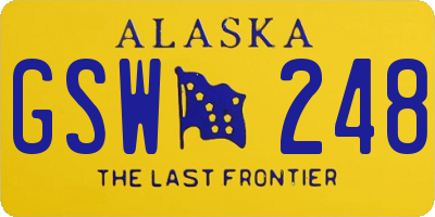 AK license plate GSW248