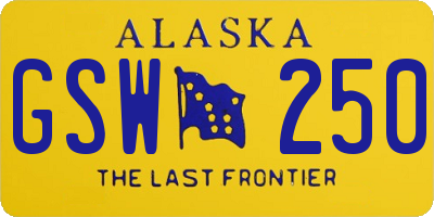 AK license plate GSW250