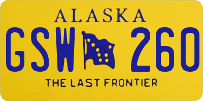 AK license plate GSW260