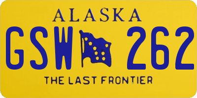 AK license plate GSW262