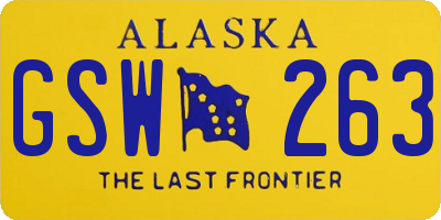 AK license plate GSW263