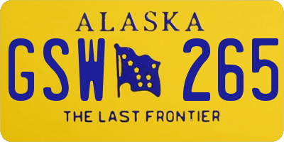 AK license plate GSW265
